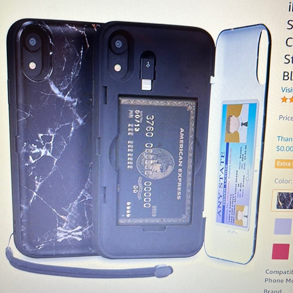 iPhone XR Wallet Case Black Marble